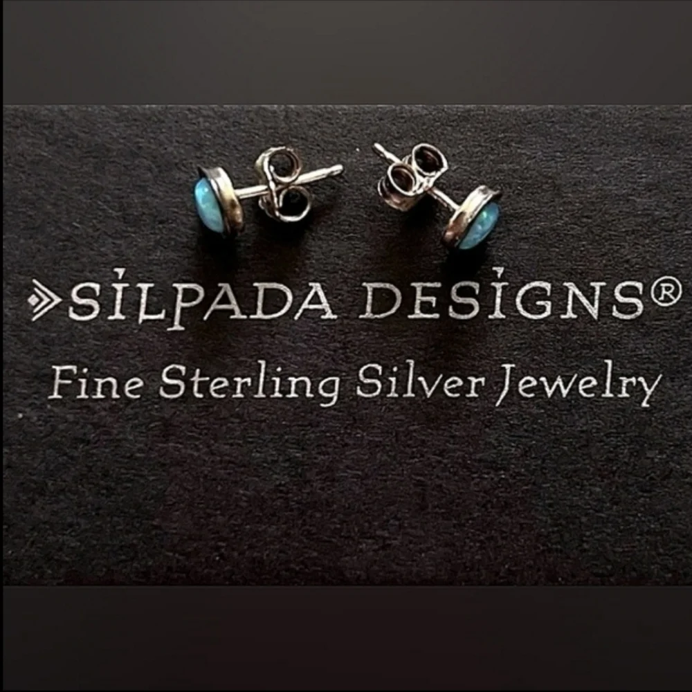 Rare Silpada 925 Sterling Silver Blue Fire Opal Earrings